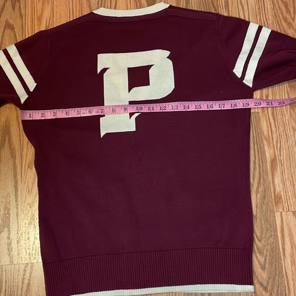 Peak Performance Cardigan, Varsity Letterman P, burgundy cream, Large - Picture 6 of 8